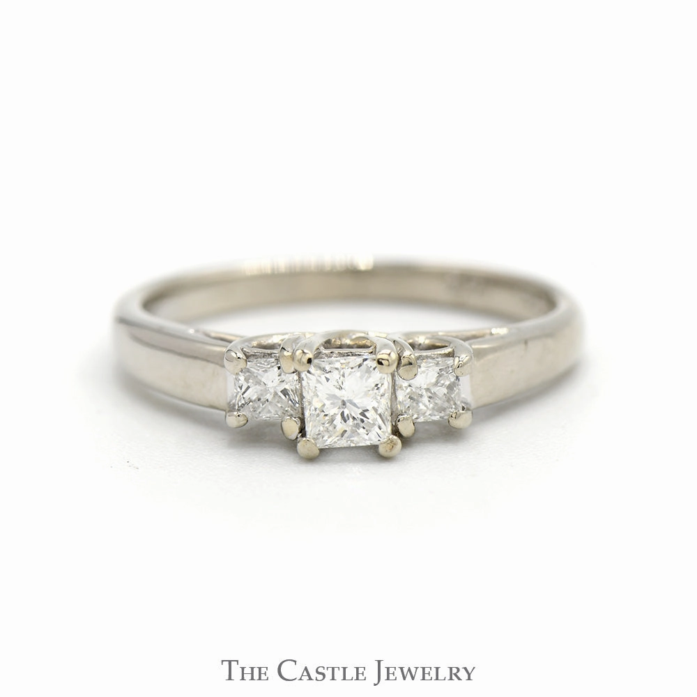 1/2cttw Three Stone Princess Cut Diamond Engagement Ring in 14k White Gold Budget Expression Graceful Present