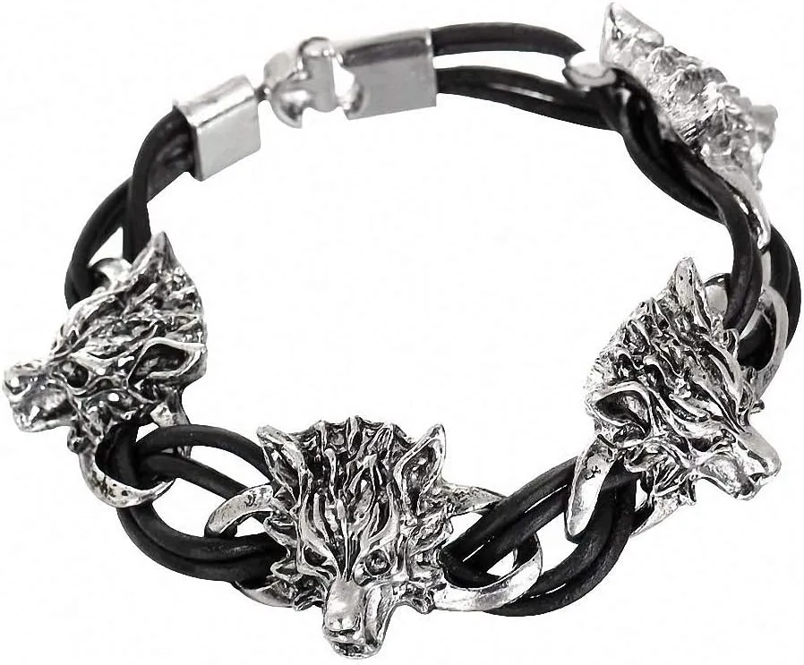 Giwotu Womens New Men Stainless Steel Leather Bracelets Men Vintage Jewelry Male Wolf Head Skull Charms Bracelets Bangles Wristband pulseira
