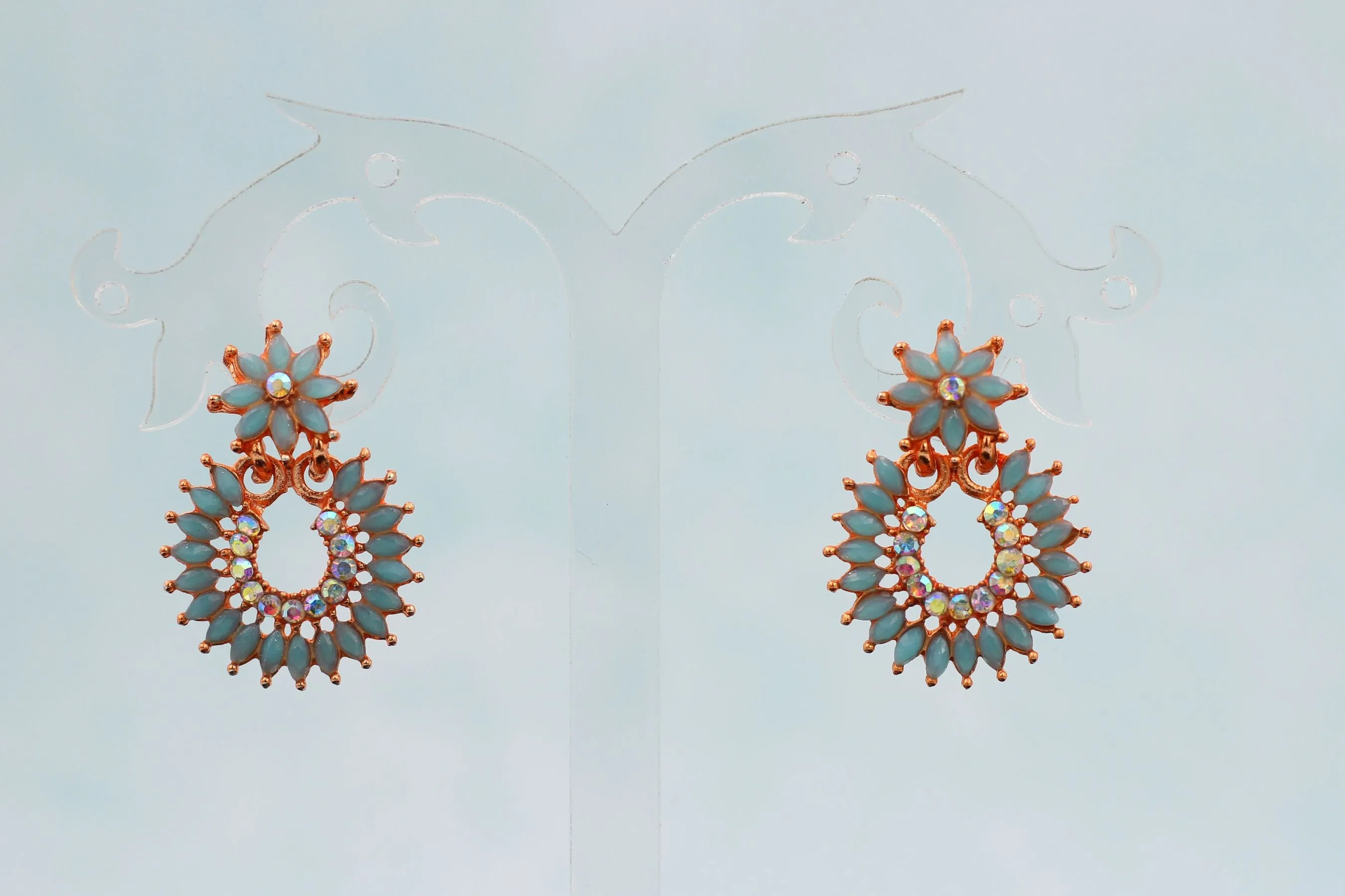 Glamorous Gold-Plated Chandelier Earrings With Brilliant Artificial Stones