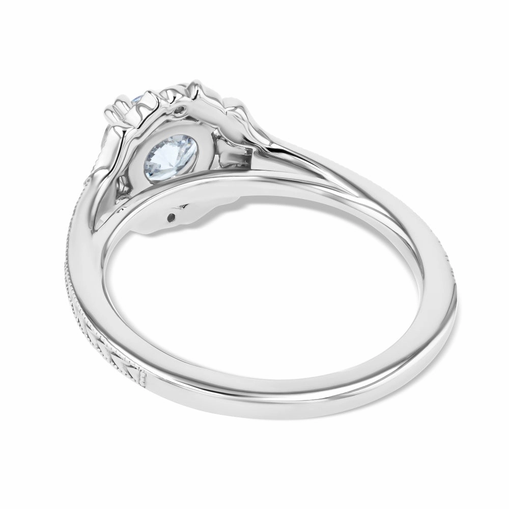 Simple Creation Strong Work Dottie Round Lab Grown Diamond Milgrain Vintage Halo Engagement Ring