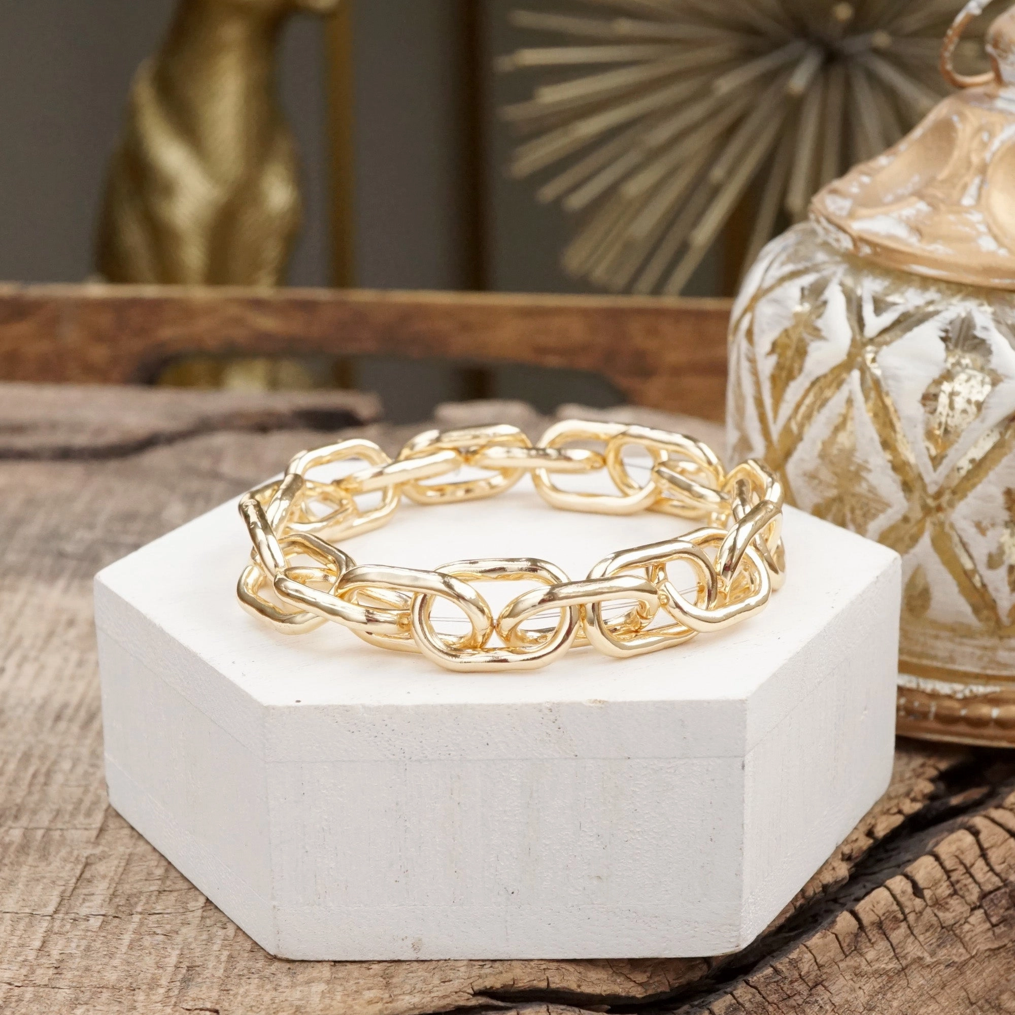 Gleam Links ?C Chunky Chain Stretchy Bracelet with Crystal Accents Profound Composites