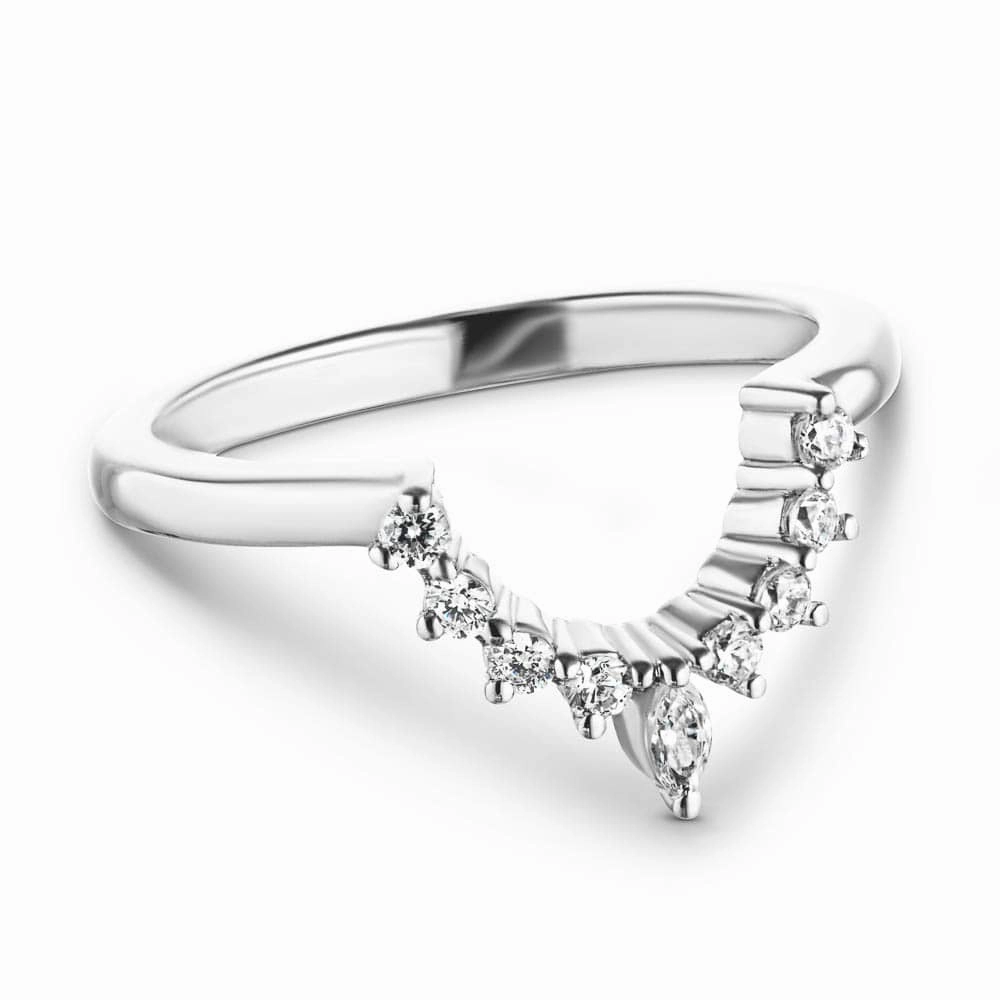 Everyday Sparkle Modern Motion Estelle 1/6 ctw Marquise and Round Lab Grown Diamond Chevron Curved Band
