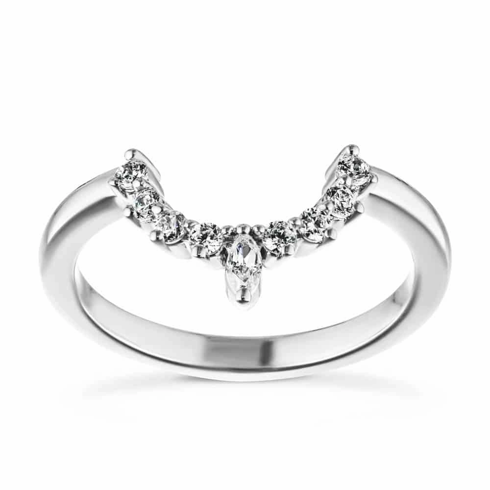 Everyday Charm All Purpose Gift Estelle 1/6 ctw Marquise and Round Lab Grown Diamond Chevron Curved Band