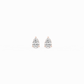 Pear Lab Grown Diamond Three Prong Basket Stud Earrings Industrial Piece