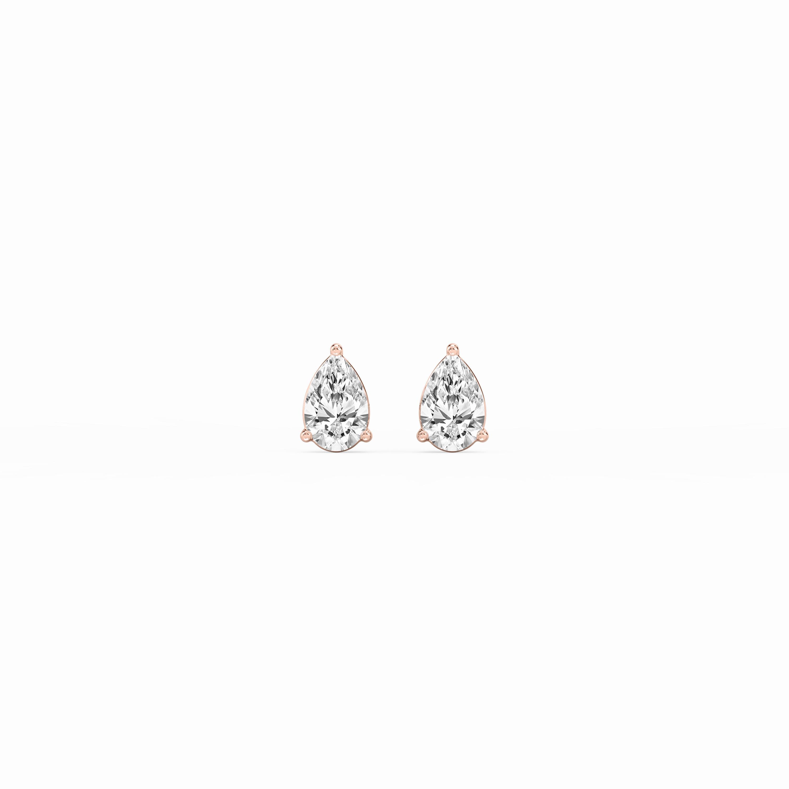 Minimalist Creation Office Ornament Pear Lab Grown Diamond Three Prong Basket Stud Earrings