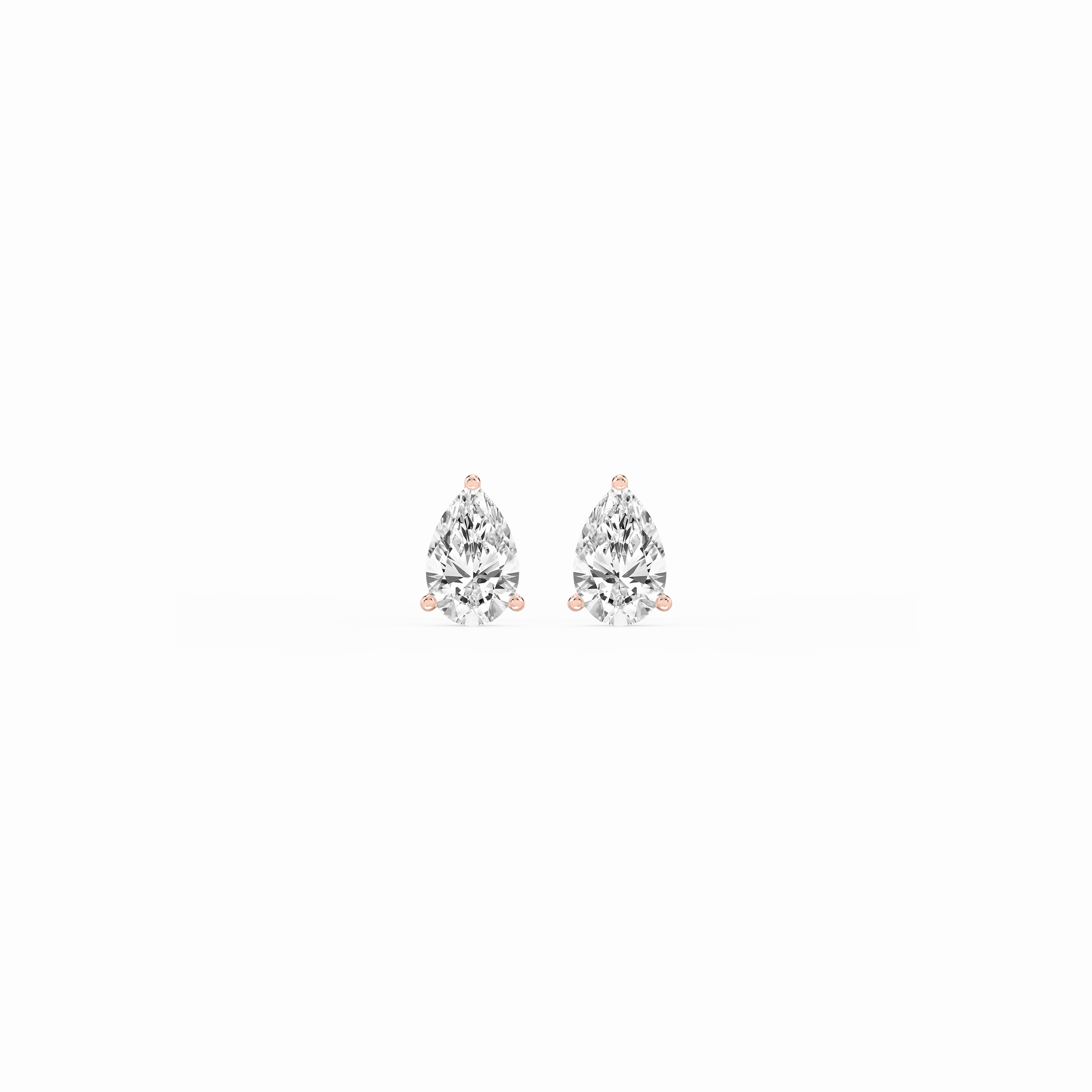 Small Piece Pear Lab Grown Diamond Classic Three Prong Martini Stud Earrings