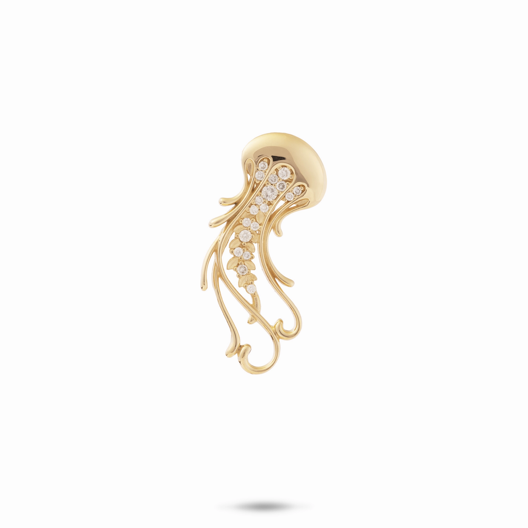 Perfect Pair Ocean Dance Jellyfish Pendant in Gold with Diamonds - 24mm