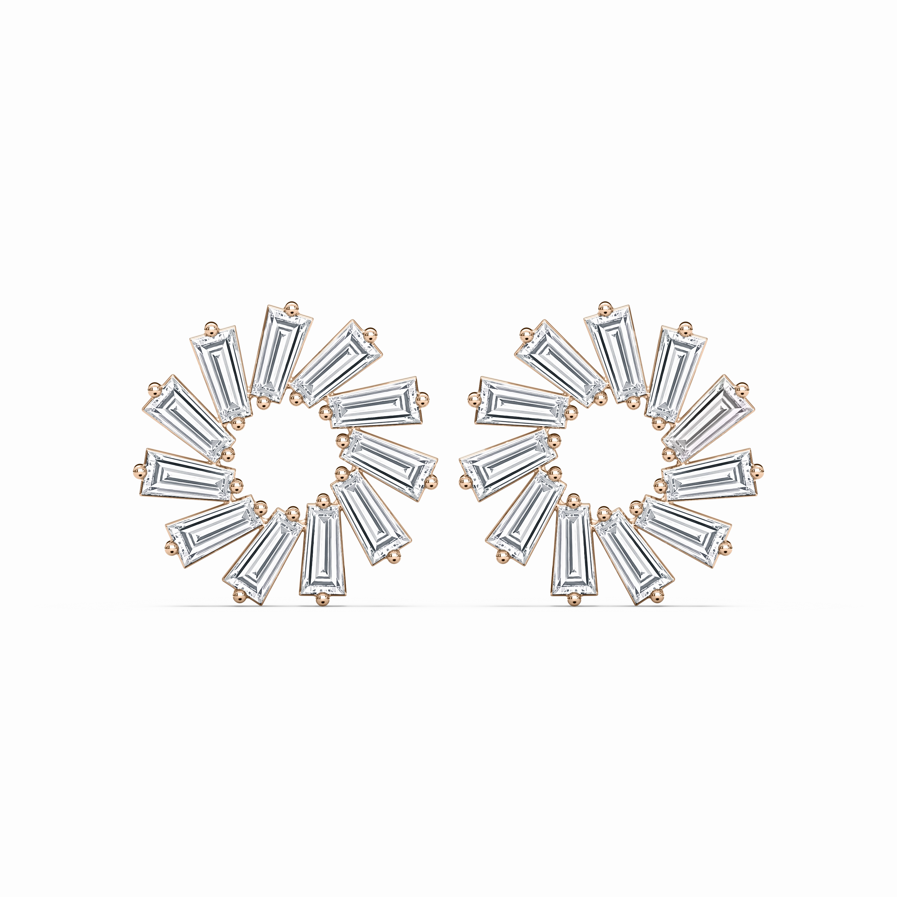 Modern Trinket 1/4 ctw Tapered Baguette Lab Grown Diamond Circular Earrings