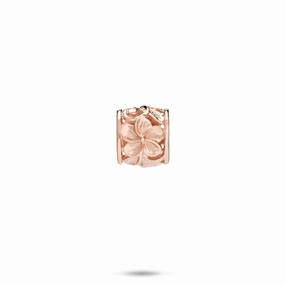Exclusive Appeal Mood Piece Hawaiian Heirloom Plumeria  Barrel Pendant in Rose Gold - 11mm