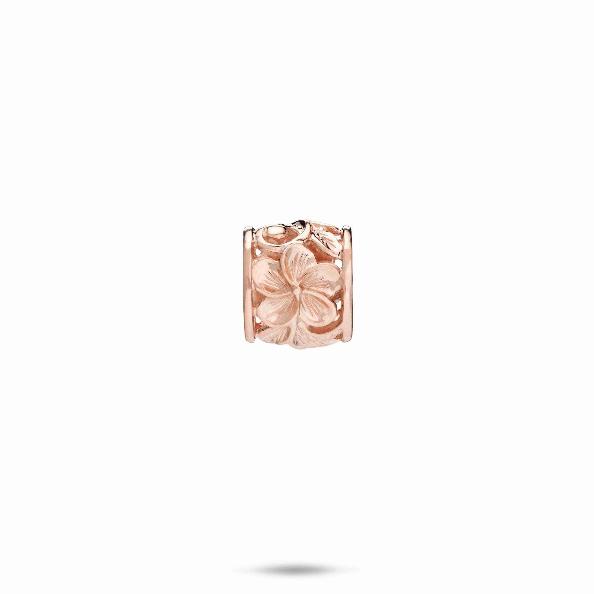 Exclusive Appeal Mood Piece Hawaiian Heirloom Plumeria  Barrel Pendant in Rose Gold - 11mm