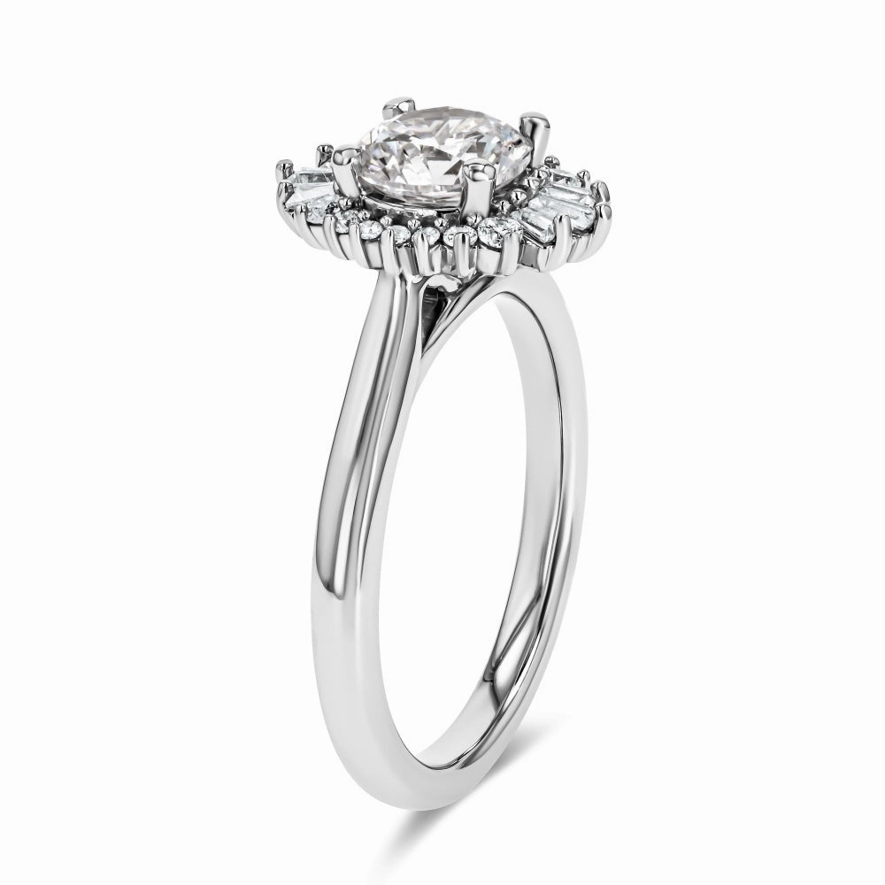 Superior Appearance Goddess Vintage Round Lab Grown Diamond Vintage Halo Engagement Ring