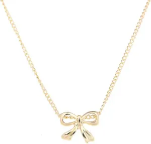 Gold Bow Necklace Dainty Gold Necklace Bow Necklace Stack Cute Tiny Bow Pendant Necklace Trendy Necklaces Cute Jewelry for Women Gunmetal Necklace Women