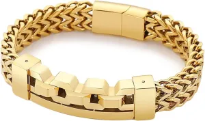 Gold Bracelets Men,Stainless Steel Bracelets for Men 12MM Wheat Chain Men's Bracelets Bangles Gold