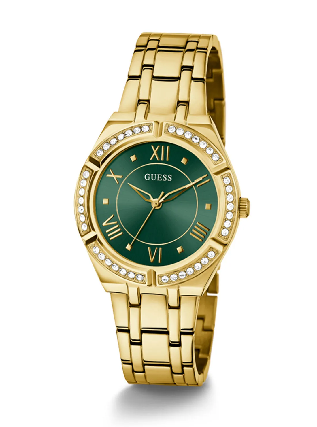 Gold Cosmo Green Crystal Watch