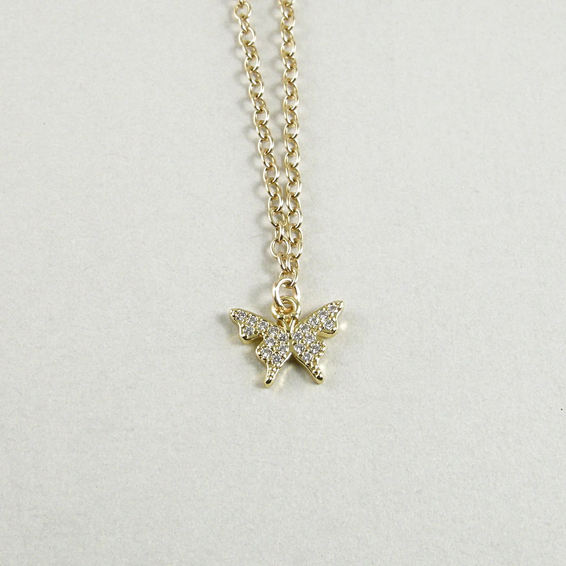 Gold Crystal Butterfly Anklet