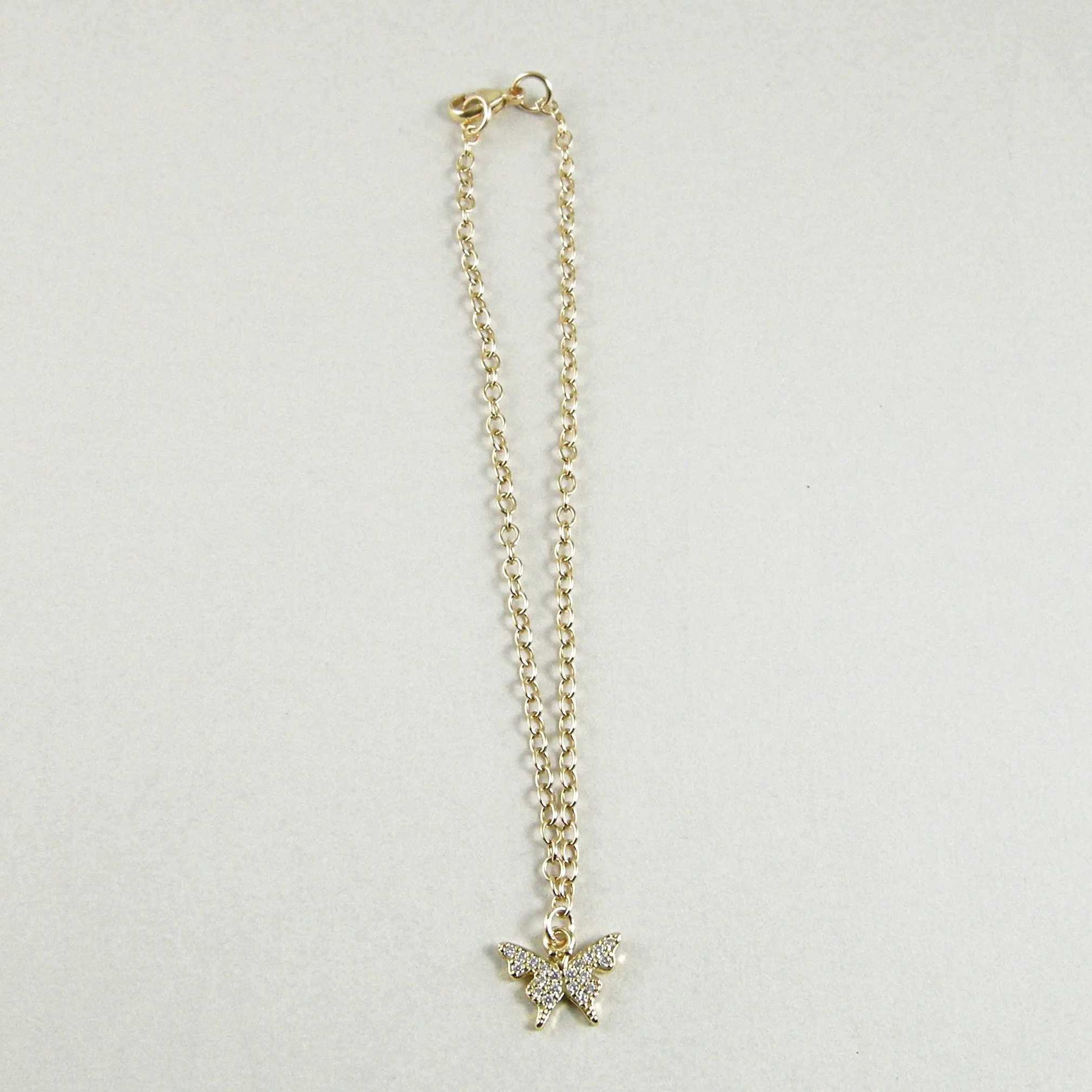 Gold Crystal Butterfly Anklet