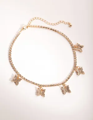 Gold Diamante Butterfly Choker