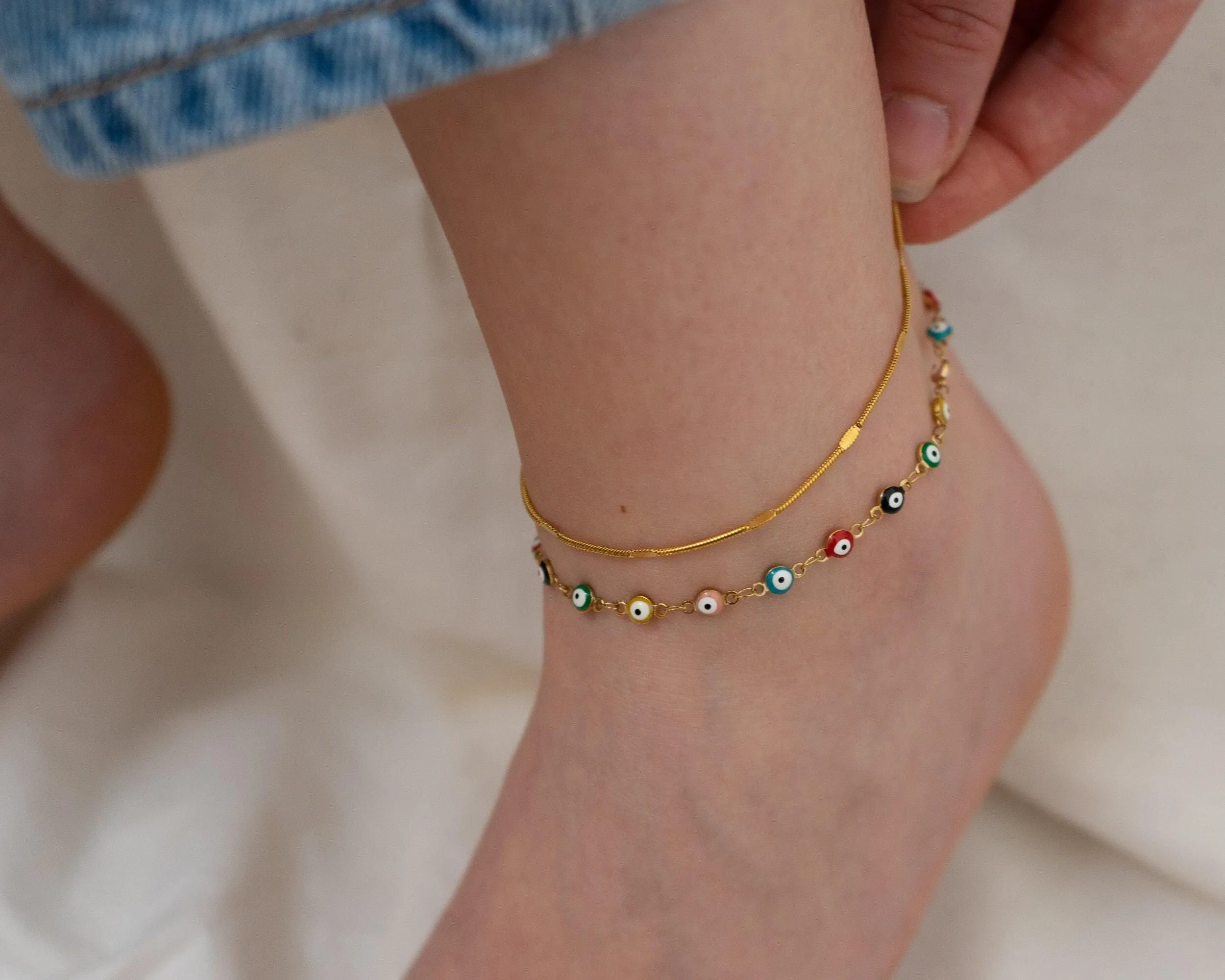 Gold Evil Eye Anklet