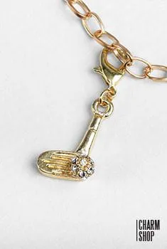 Gold Golf Club Dangle Charm
