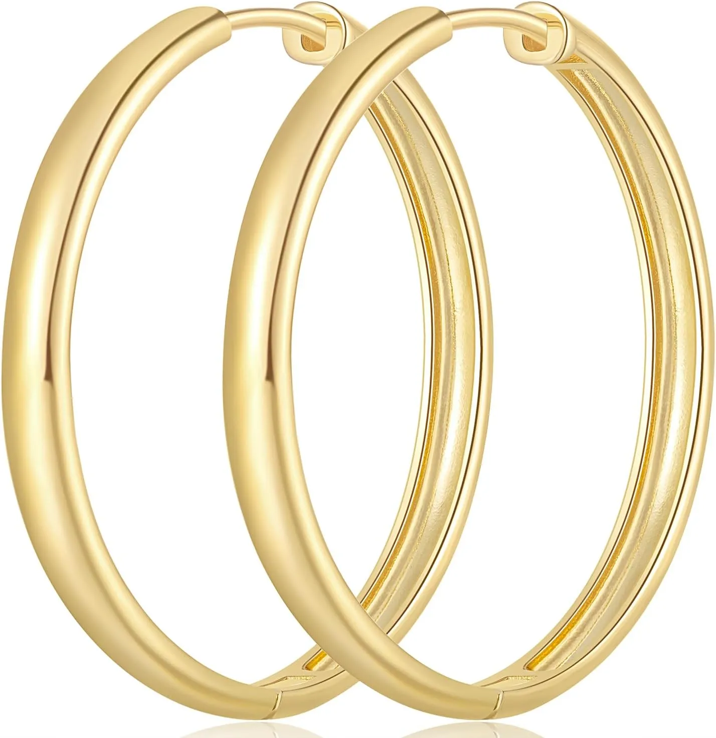 Gold Hoop Earrings 14K Huggie Hoops Earrings Women’s Hoop Earring Minimalist Elegance 14k Hoops Earring Gold Jewerly for Women 30mm