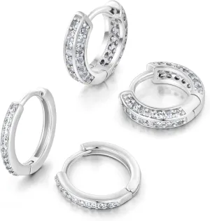 Gold Hoop Earrings for Men,Hypoallergenic Surgical Stainless Steel Hoop Earrings for Sensitive Ears,Small Cubic Zirconia Cartilage Huggie Hoop Earrings Piercing Jewelry Sets 10mm 12mm