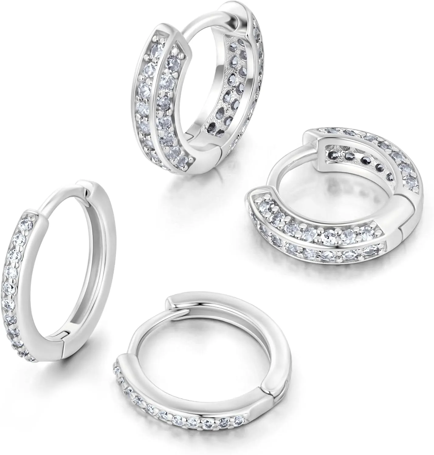Gold Hoop Earrings for Men,Hypoallergenic Surgical Stainless Steel Hoop Earrings for Sensitive Ears,Small Cubic Zirconia Cartilage Huggie Hoop Earrings Piercing Jewelry Sets 10mm 12mm