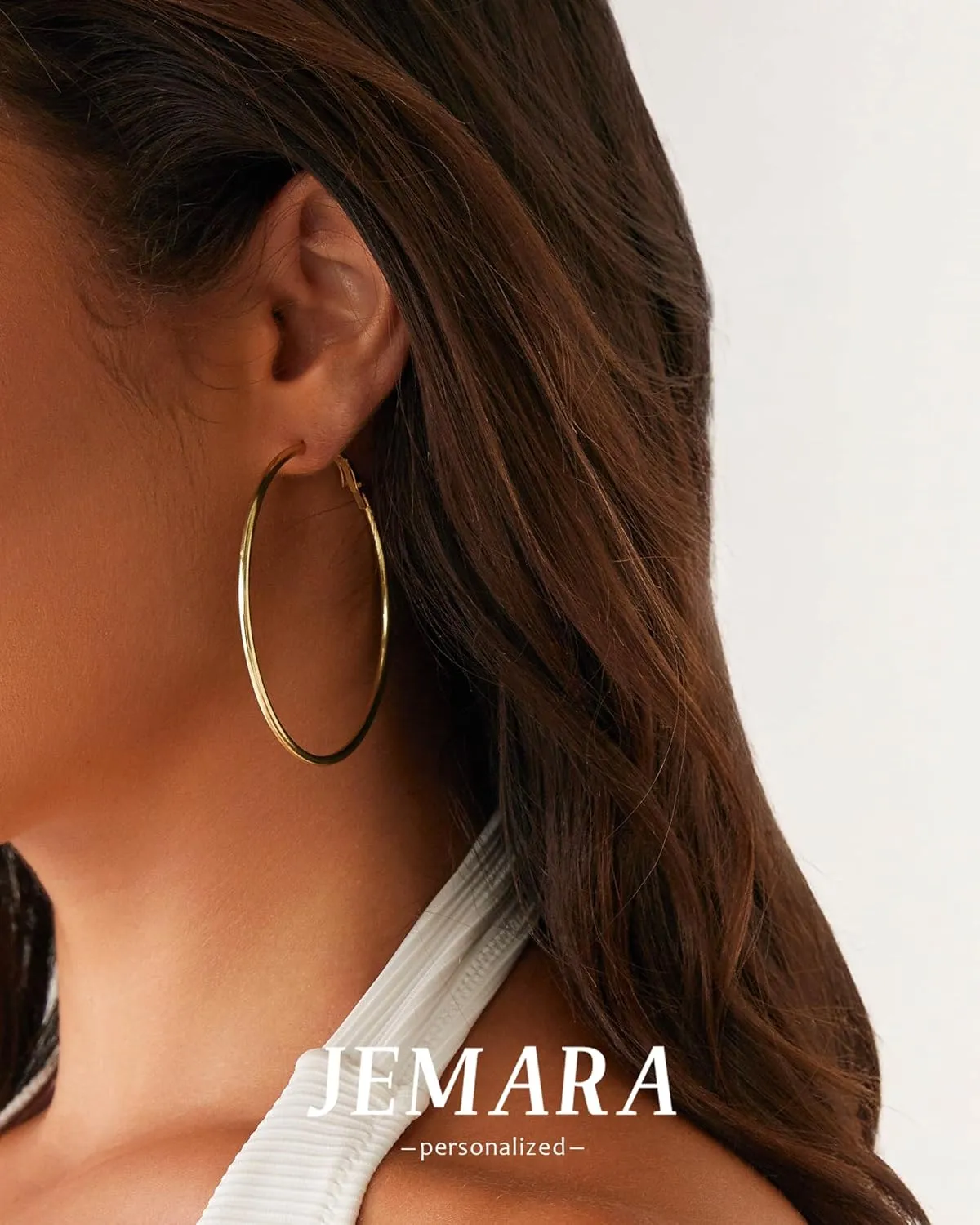 Gold Hoop Earrings for Women Hypoallergenic Stainless Steel Large Thin Gold Hoop Earrings Lightweight Big Hoops Aretes de Acero Inoxidable para Mujer 30/40/50/60MM