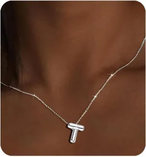 Gold Initial Necklaces for 𝐖𝐨𝐦𝐞𝐧 𝐓𝐞𝐞𝐧𝐬 𝐆𝐢𝐟𝐭𝐬 Trendy Stuff Bubble Letter Pendant Necklace Gold Jewelry Birthday Gifts for Women Teen Her Mom Sister