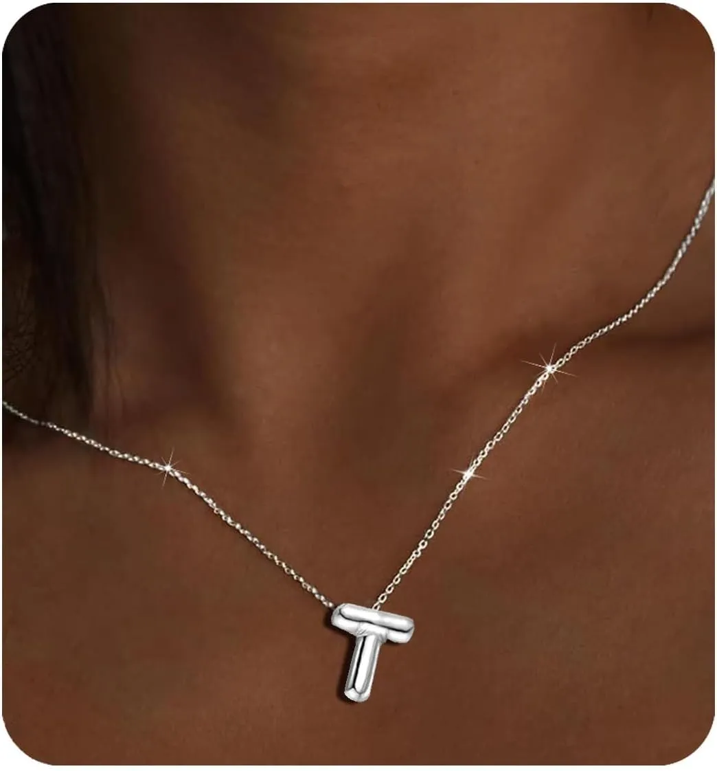 Gold Initial Necklaces for 𝐖𝐨𝐦𝐞𝐧 𝐓𝐞𝐞𝐧𝐬 𝐆𝐢𝐟𝐭𝐬 Trendy Stuff Bubble Letter Pendant Necklace Gold Jewelry Birthday Gifts for Women Teen Her Mom Sister
