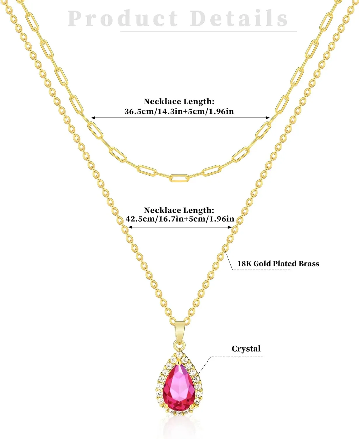 Gold Layered Necklaces for Women, 18k Gold Plated Crystal Necklace Paperclip Choker Emerald Green Jewelry for Women Gifts