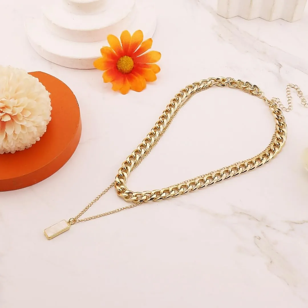 Gold Layered Necklaces for Women Dainty Puffy Heart Necklace Gold Stackable Cross Layered Necklaces Chunky Chain Choker Necklaces Fashion Jewelry