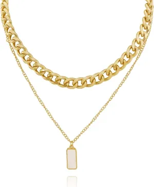 Gold Layered Necklaces for Women Dainty Puffy Heart Necklace Gold Stackable Cross Layered Necklaces Chunky Chain Choker Necklaces Fashion Jewelry