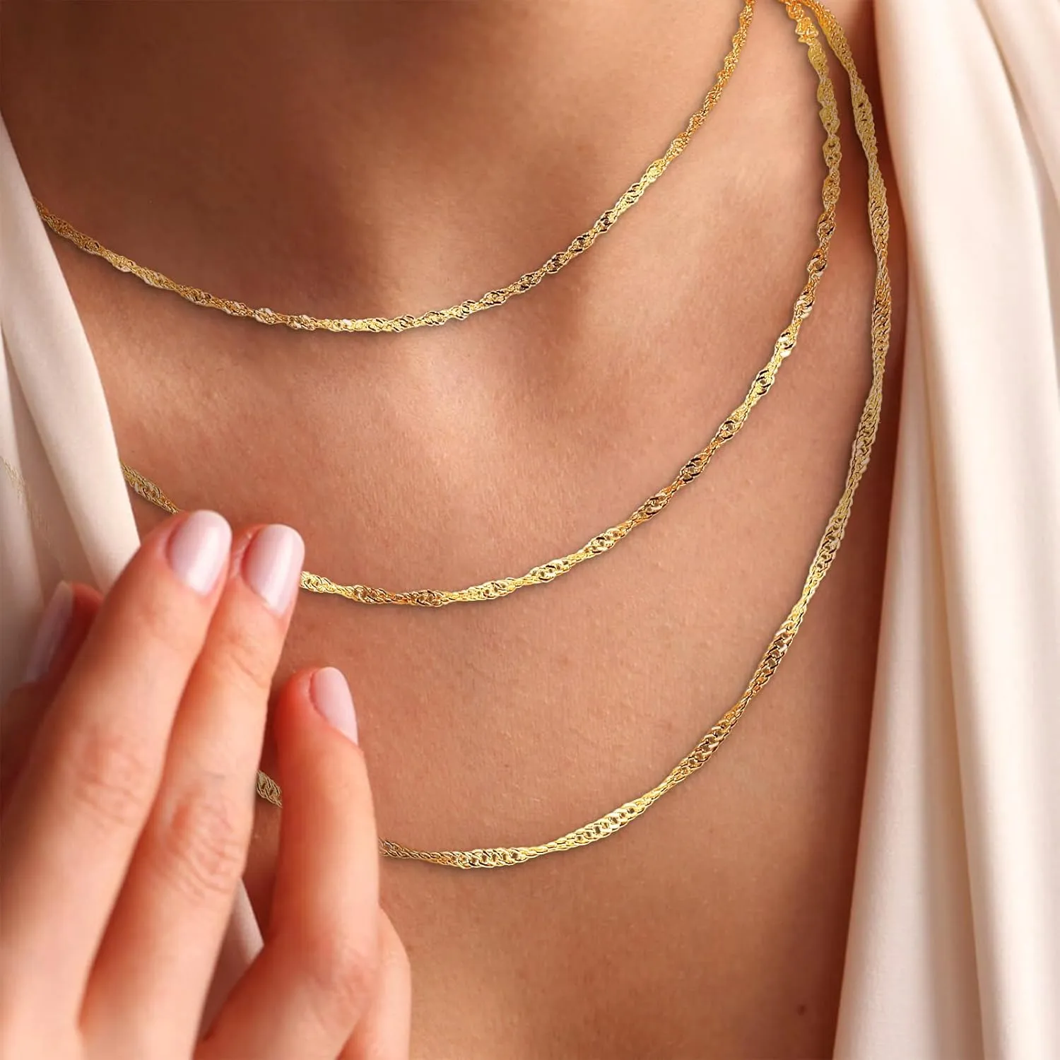 Gold Layered Necklaces for Women,14K Gold Plated/Silver Stackable Necklaces Set Trendy,Layering Choker Necklaces Jewelry