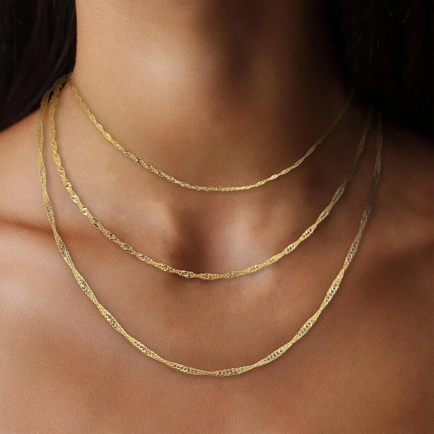 Gold Layered Necklaces for Women,14K Gold Plated/Silver Stackable Necklaces Set Trendy,Layering Choker Necklaces Jewelry