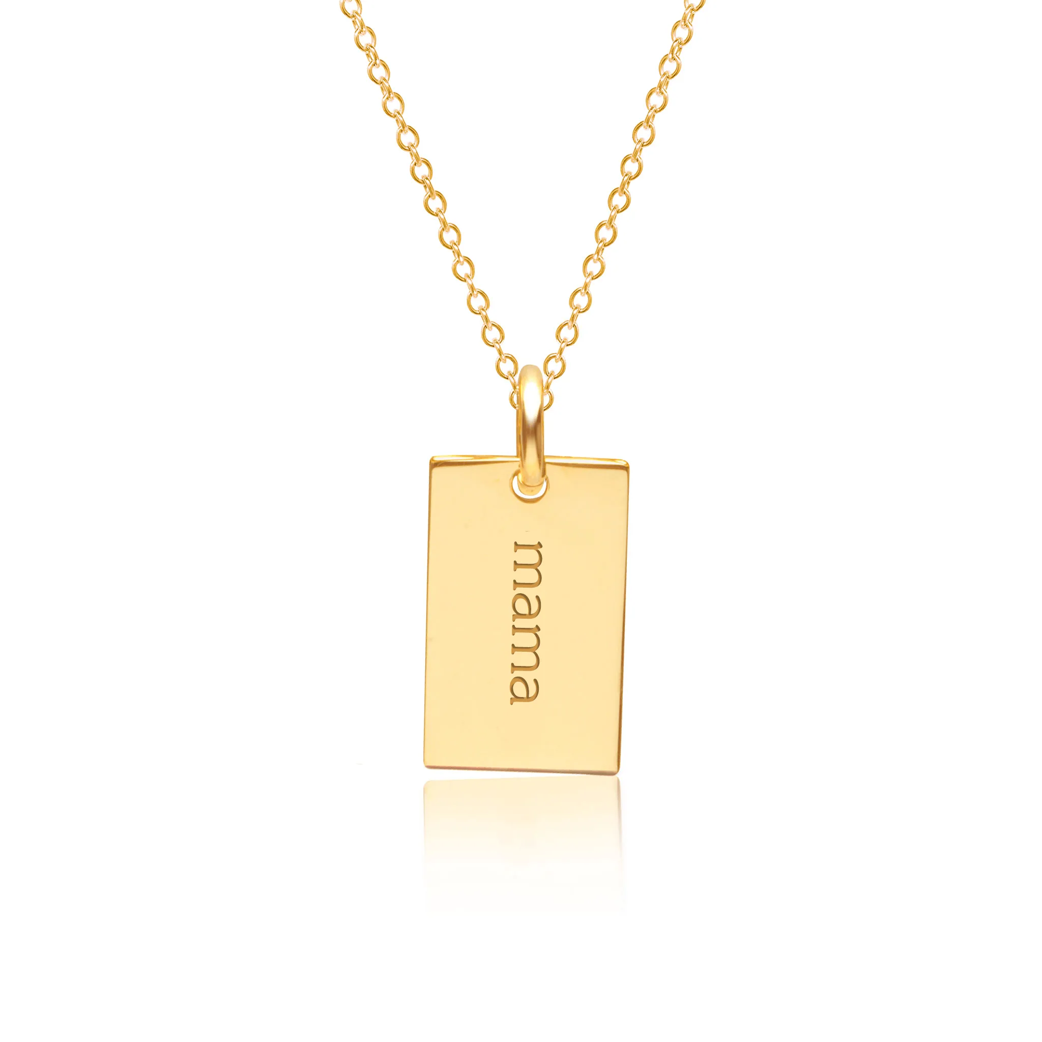 Gold Mini Dog Tag Mama Necklace