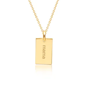 Gold Mini Dog Tag Mama Necklace