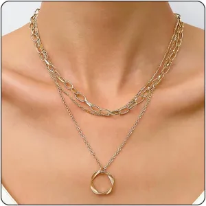 Gold Paper Clip Necklaces for Women Paper Clip Pendant Necklaces Simple Layered Chain Necklace Fashion Trendy Layered Necklaces Set for Women Jewelry