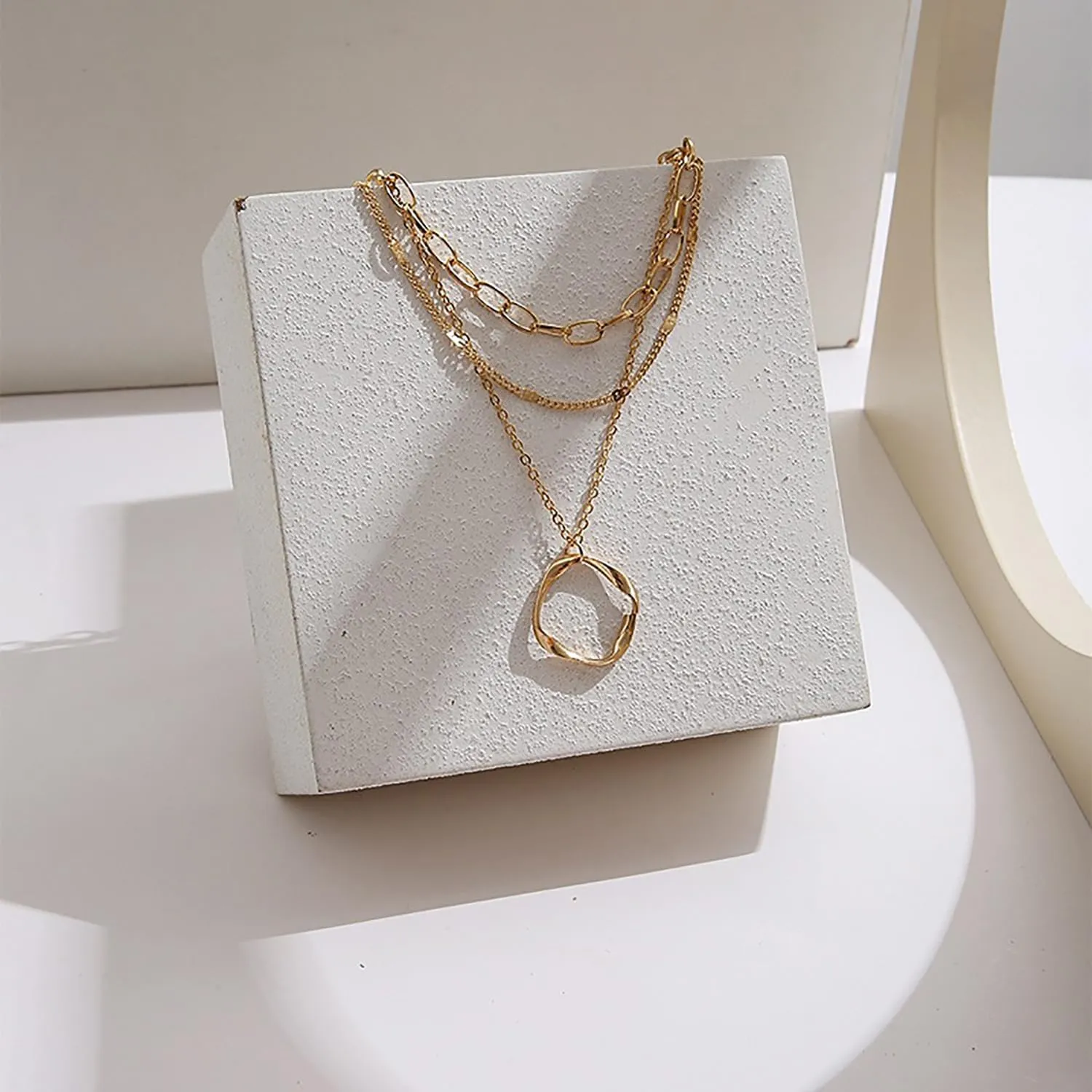 Gold Paper Clip Necklaces for Women Paper Clip Pendant Necklaces Simple Layered Chain Necklace Fashion Trendy Layered Necklaces Set for Women Jewelry