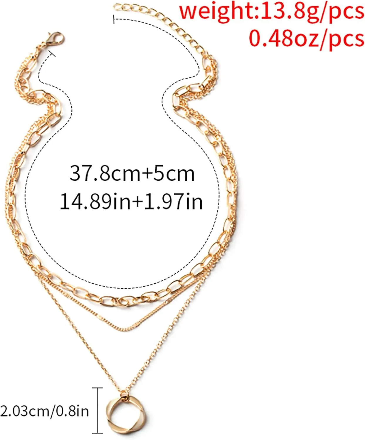 Gold Paper Clip Necklaces for Women Paper Clip Pendant Necklaces Simple Layered Chain Necklace Fashion Trendy Layered Necklaces Set for Women Jewelry