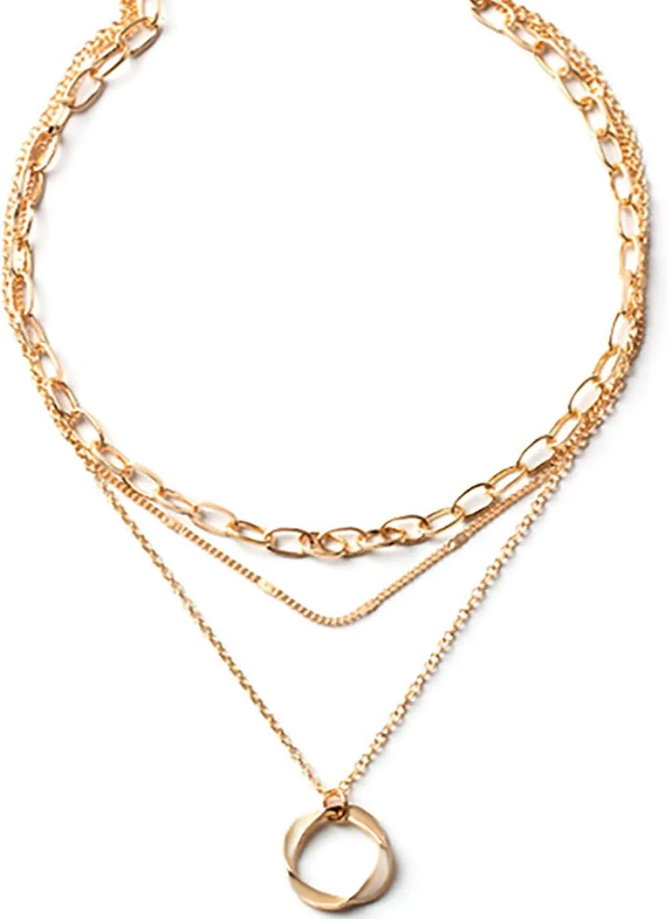 Gold Paper Clip Necklaces for Women Paper Clip Pendant Necklaces Simple Layered Chain Necklace Fashion Trendy Layered Necklaces Set for Women Jewelry