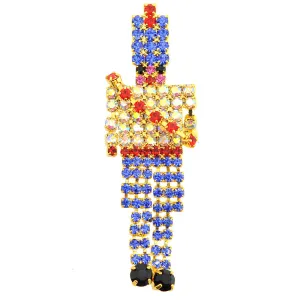 Gold Pixel Christmas Nutcracker Brooch Pin