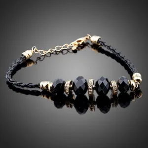 Gold Plated Black Crystal Charm Bracelet