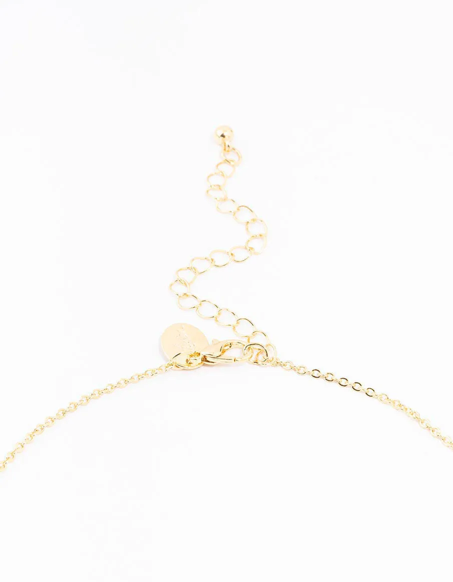 Gold Plated Pave Letter A Necklace
