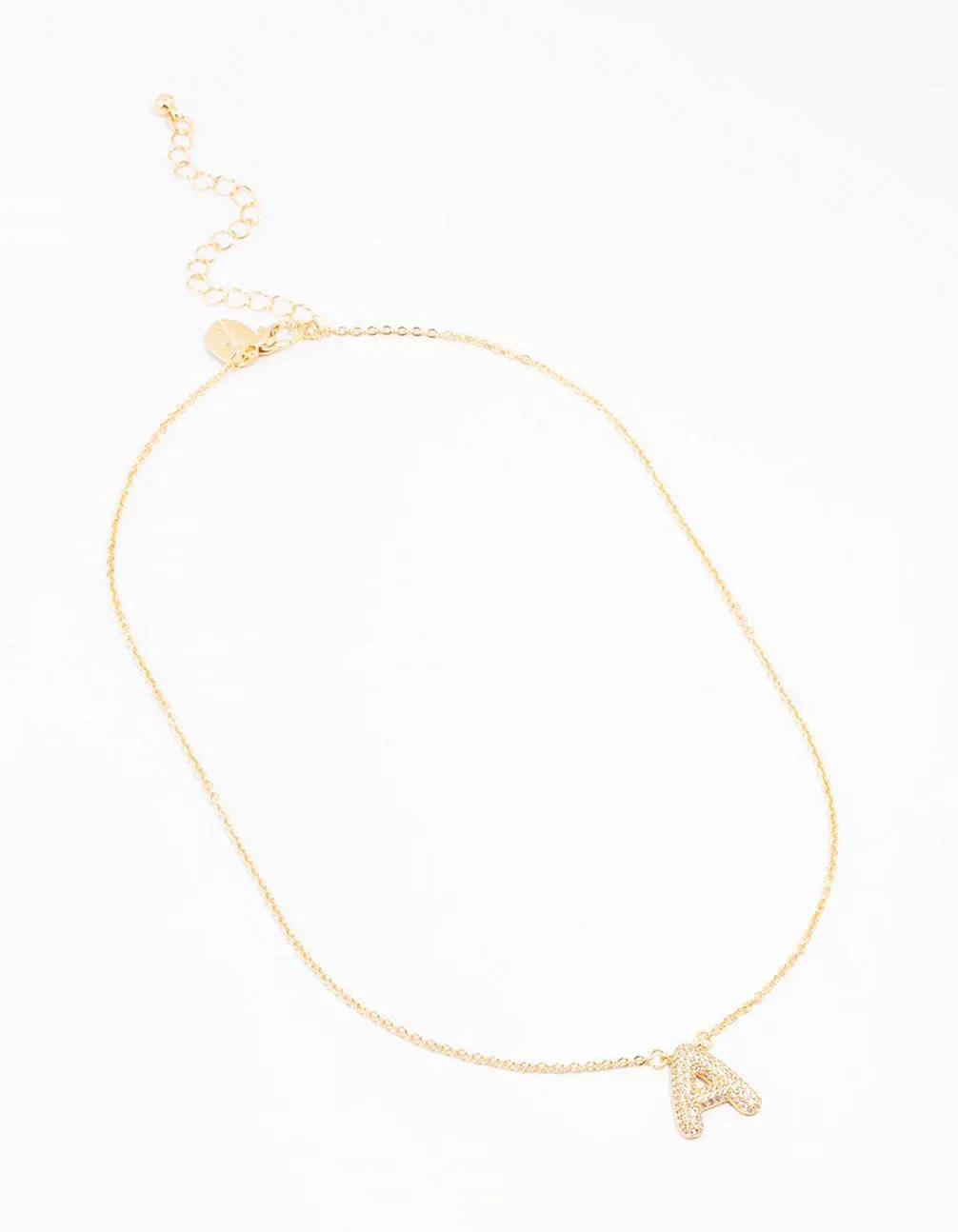 Gold Plated Pave Letter A Necklace