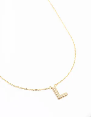 Gold Plated Pave Letter L Necklace