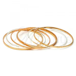 Gold Plated Semanario Bangle, Diamond Cutting Finish, Tricolor, 03.08.0121.06 (03 MM Thickness, Size 6 - 2.75 Diameter)