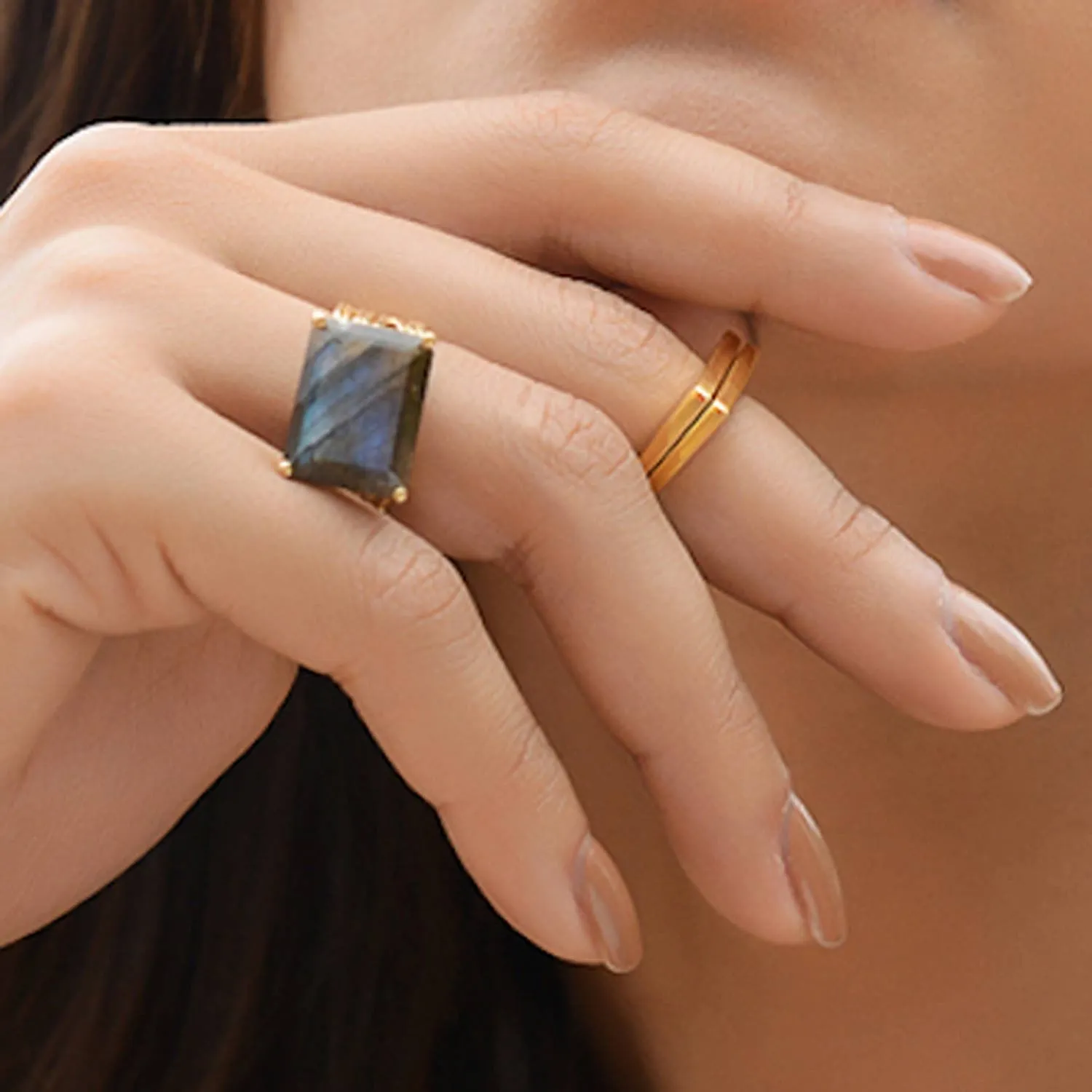 Gold Ring Labradorite Pietra