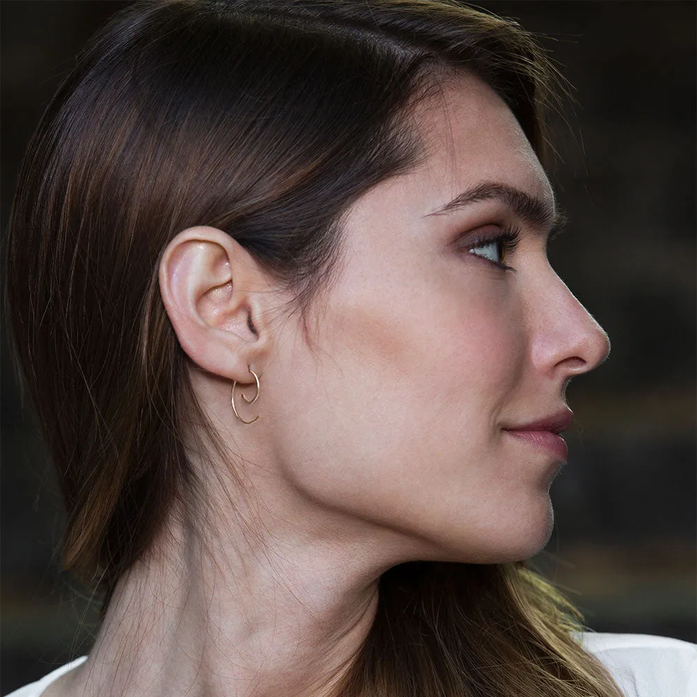 Gold Spiral Hoop Threader Earrings