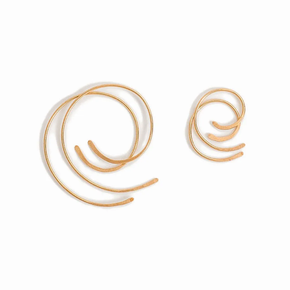 Gold Spiral Hoop Threader Earrings