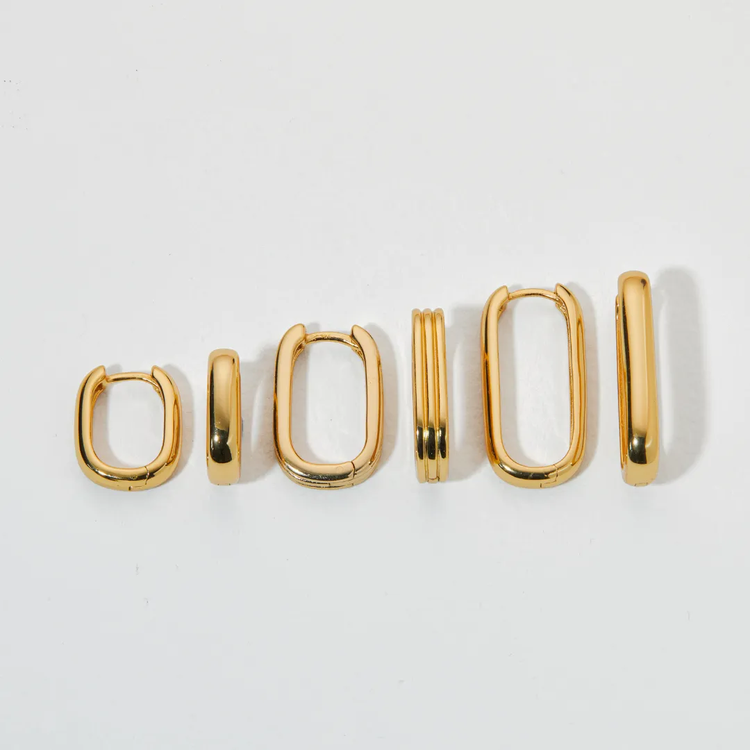 Gold Thick Squared Hoop Earrings